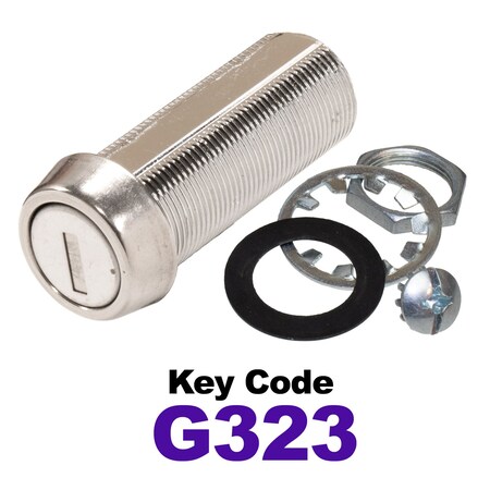 Global RV SS Compartment Lock, Cam/Blade Style, 1-3/4in Threaded Barrel, Blades not Included, Keyed to G323 CLB-323-134-SS